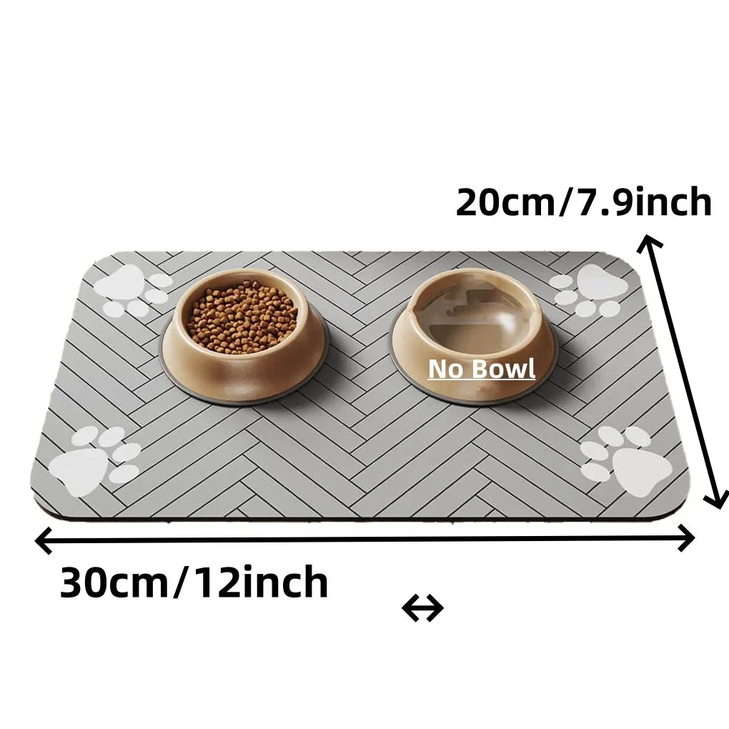 Haustierfütterungsmatte, saugfähiges Haustier-Tischset für Futter und Wassernapf, mit wasserdichter Gummirückseite, schnell trocknende Wassermatte für Hunde und Katzen